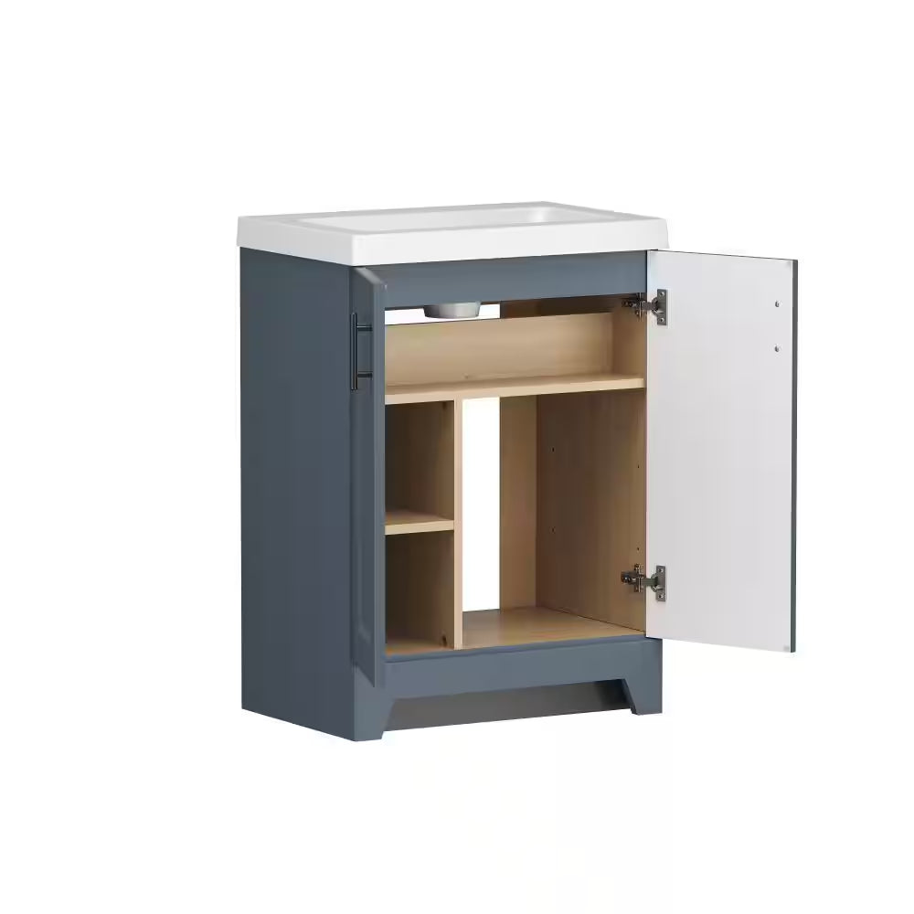 Brindle 24.5 In. W X 16.25 In. D X 33.8 In. H Single Sink Bath Vanity in Steel Blue with White Cultured Marble Top