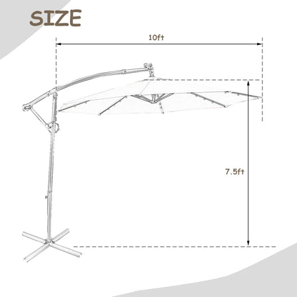 90" Brown Cantilever Patio Umbrellas, LED Lights