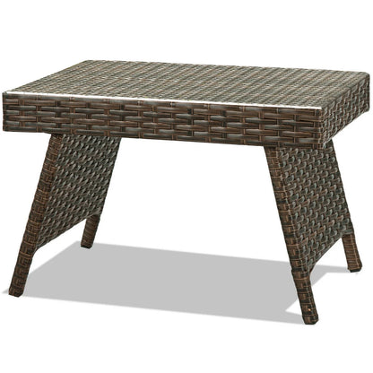Patio Folding Wicker Side Coffee Table Poolside Garden Lawn Bistro Furniture