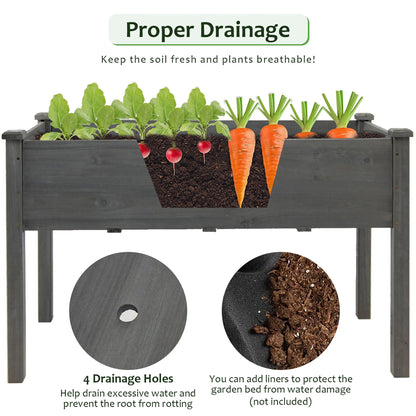 Wooden Raised Vegetable Garden Bed Elevated Grow Vegetable Planter Grey