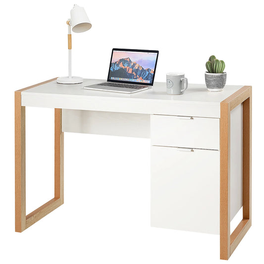 Computer Desk Workstation Table with Drawers Home Office White