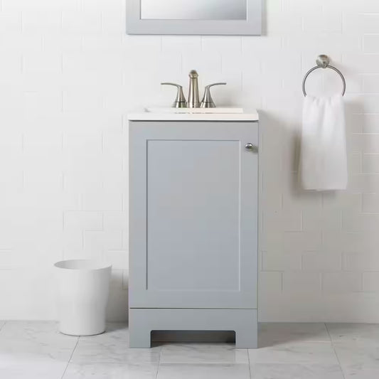19 In. Single Sink Pearl Gray Bath Vanity with White Cultured Marble Top (Assembled)