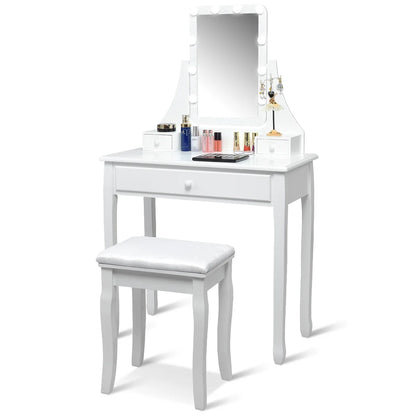 Vanity Table 10 Dimmable Bulbs Makeup Dressing Desk White