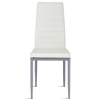 Set of 4 PU Leather Dining Side Chairs Elegant Design Home Furniture White