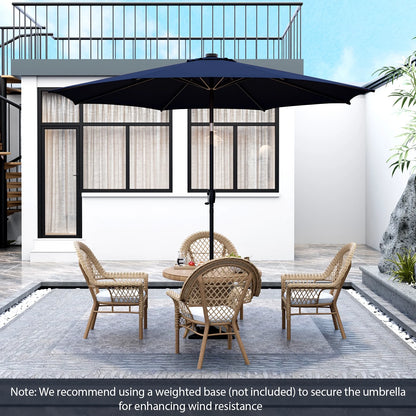 10' Navy round Market Patio Umbrellas, Solar Lighted