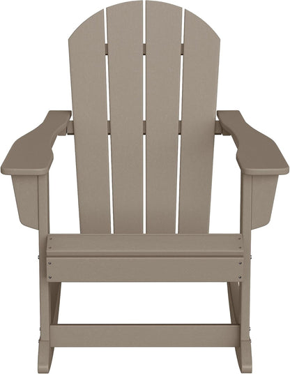 WO Home Furniture Patio Rocking Chair Classic Outdoor HDPE UV Weather Resistant (Weathered Wood)