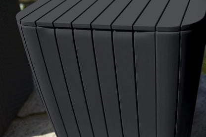 Resin Luzon Outdoor Table with Extra Hidden 10 Gallon Storage for Cushions and Patio Decor, Matte Graphite