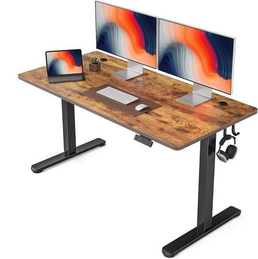 Electric Standing Desk, 55 X 24 Inches Height Adjustable Stand up Desk, Sit Stand Home Office Desk, Computer Desk, Rustic Brown