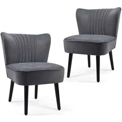 Set of 2 Armless Accent Chair Upholstered Leisure Chair Single Sofa Turquoise\Stone Grey\ Dark Grey