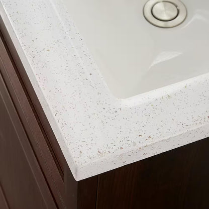 Sedgewood 18.5 In. W X 16.25 In. D X 32.625 In. H Single Sink Bath Vanity in Dark Cognac with Arctic Solid Surface Top