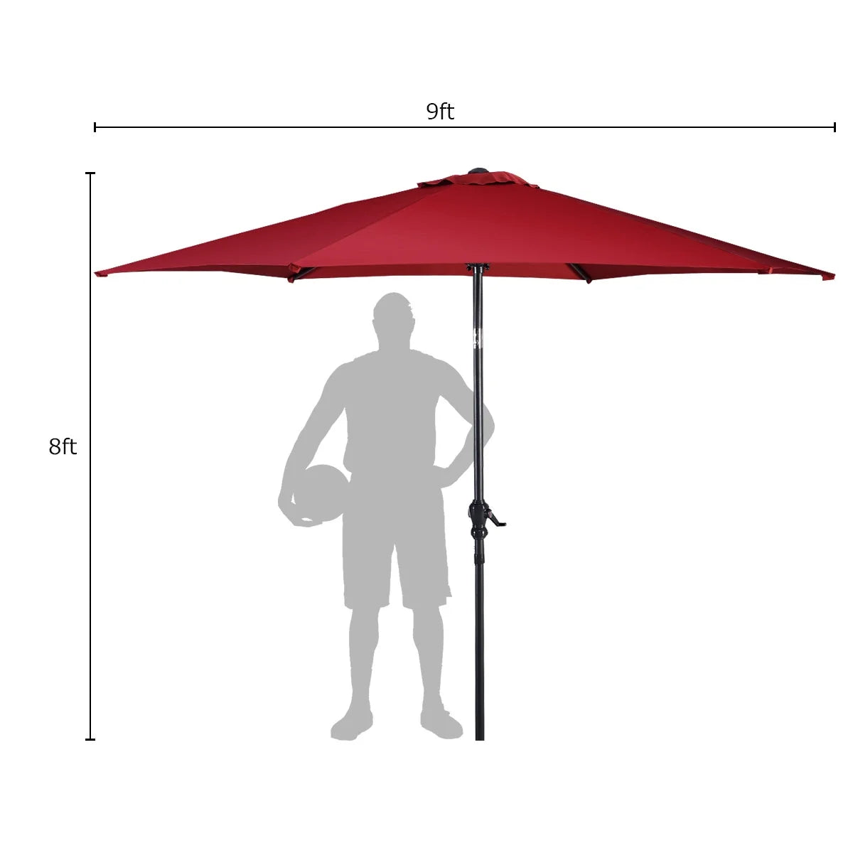 96" Burgundy Solid Print Hexagon Market Patio Umbrella, UV Protective