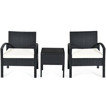 Cushioned Outdoor Wicker Rattan Chair Set Patio Furniture Backyard Seat