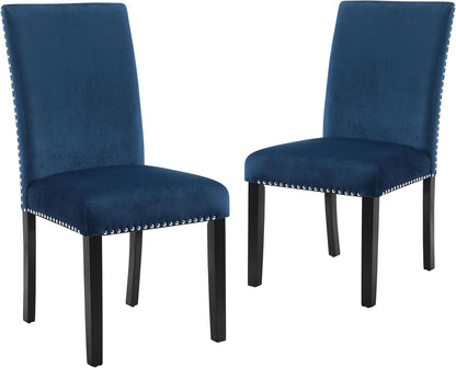 Celeste Blue Velvet Upholstered Dining Chair, Set of 2