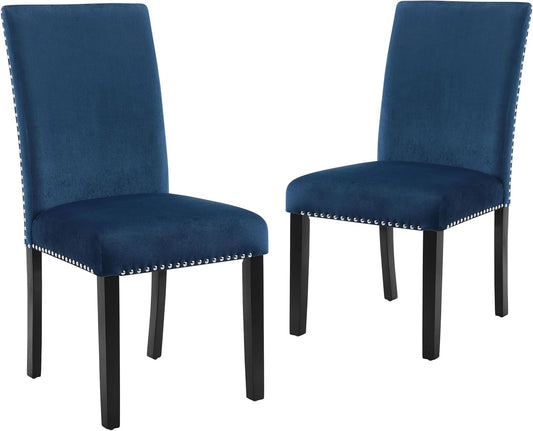 Celeste Blue Velvet Upholstered Dining Chair, Set of 2