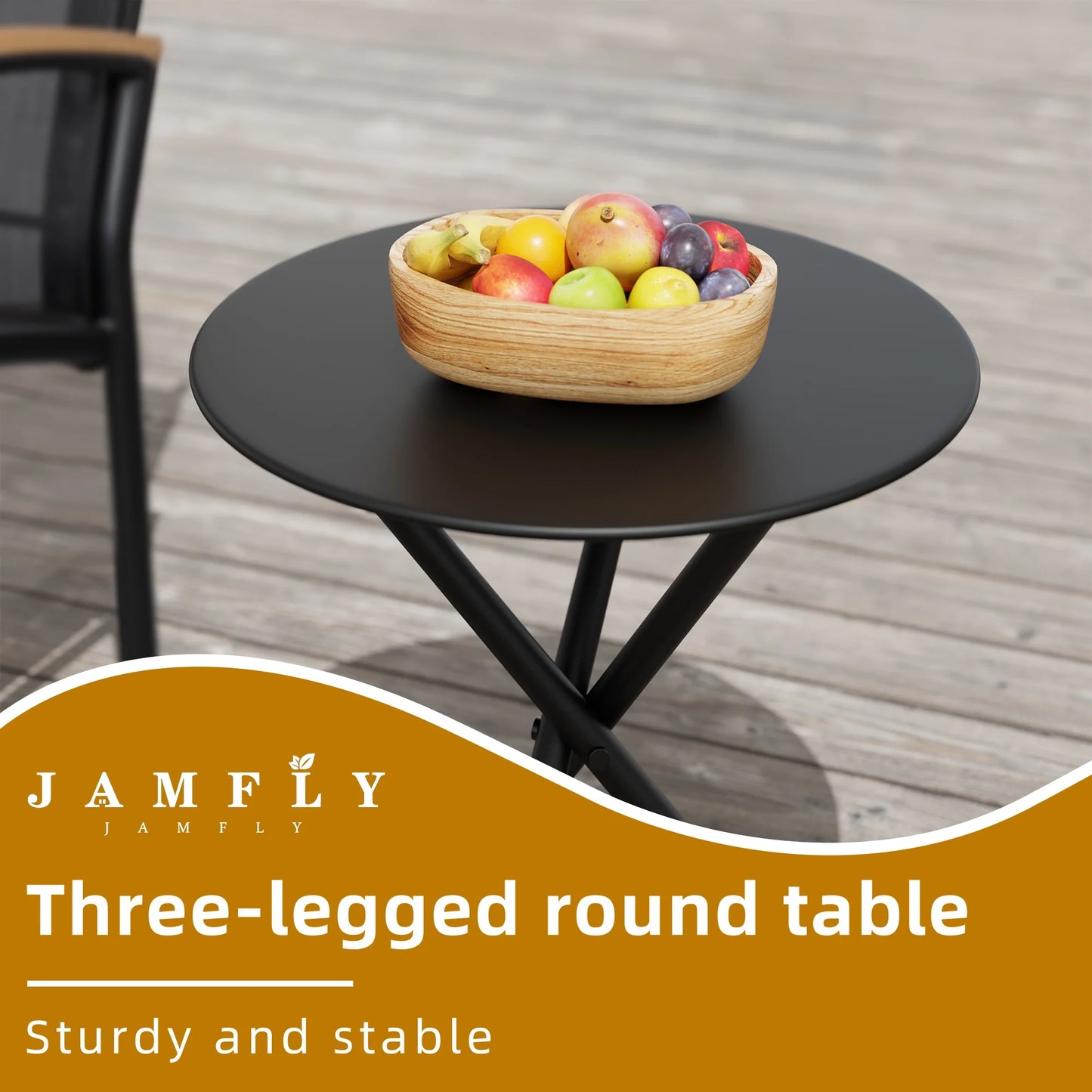 3-Piece Patio Bistro Sets, Outdoor Breathable Rocking Chairs & Black Furniture Conversation Set-Two Chairs with Coffee Table Black