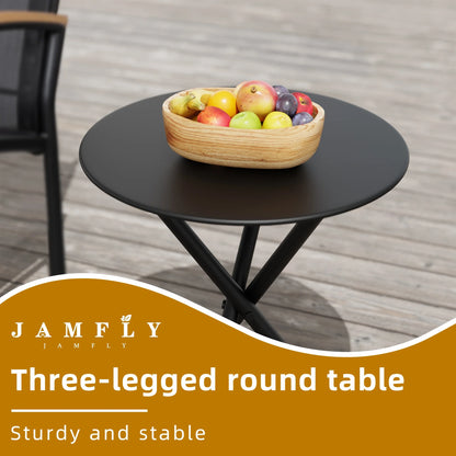 3-Piece Patio Bistro Sets, Outdoor Breathable Rocking Chairs & Black Furniture Conversation Set-Two Chairs with Coffee Table Black