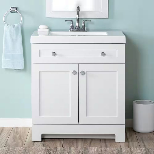 Everdean 31 In. Single Sink White Bath Vanity with White Cultured Marble Top (Assembled)