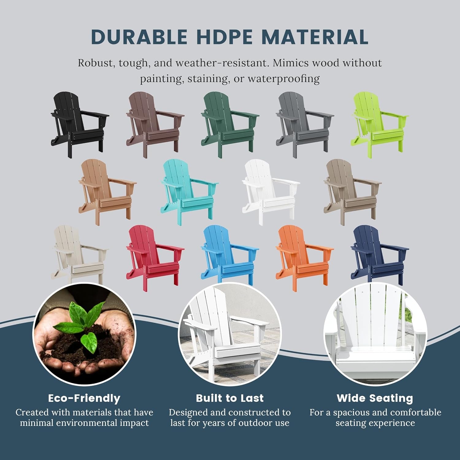Westin Outdoors Laguna WO Home Outdoor Adirondack Folding Chair Lounger Seat Traditional Retro Home Furniture for Beach, Balcony, Backyard, Lawn, Patio, Pool, Deck, Garden (White)