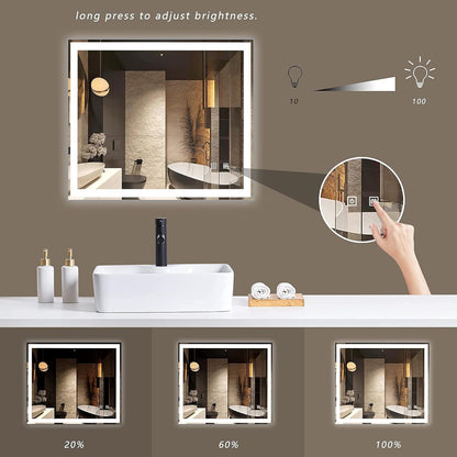 36 X 36 Inch LED Bathroom Mirror for Vanity Mirror Wall Mounted with Smart anti Fog,Memory Mirror with Dimmable Light, Makeup Vanity，Smart Mirror
