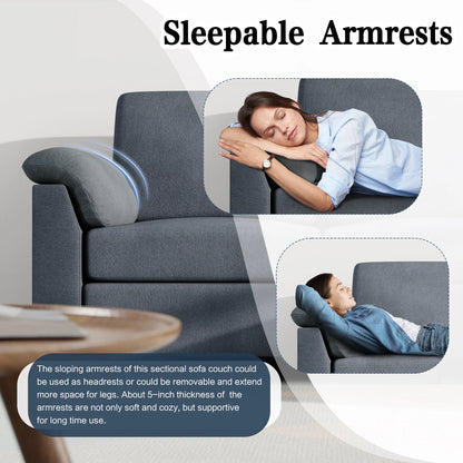 79.1" Sectional Sofa with Movable Storage Ottoman, L-Shaped Convertible Sofa Couch for Small Living Room, Dark Gray