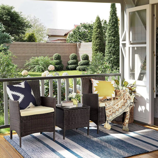 3 Pieces Patio Furniture Sets,Wicker Patio Set,Pe Rattan Patio Furniture,Patio Bistro Sets,Porch Furniture,Outdoor Conversation