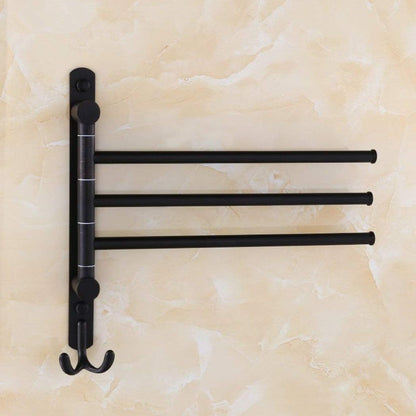 Oil Rubbed Bronze Swing Out Towel Racks for Bathroom Holder Wall Mounted Towel Bars with Hooks 3-Arm