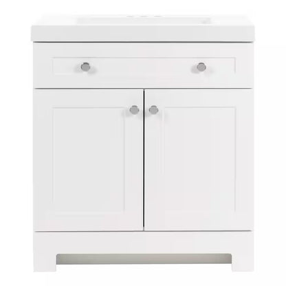 Everdean 31 In. Single Sink White Bath Vanity with White Cultured Marble Top (Assembled)