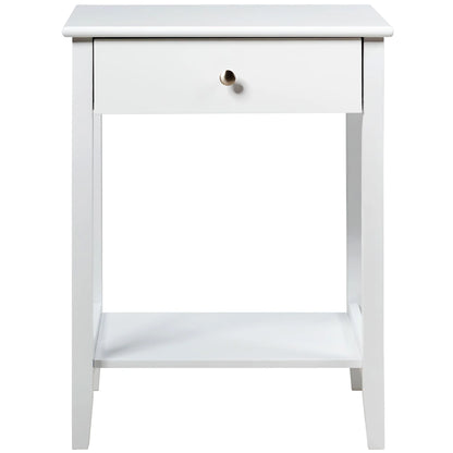 Nightstand End Table Storage Display Bedroom Furniture Drawer Shelf beside White