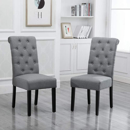 Modern Dining Chair Upholstered Fabric with Button in Chair Back Padding Dining Chair Side Chairs for Living Room Dining Room Patio Wedding Reception Restaurant (Light Gray: Set of 2)