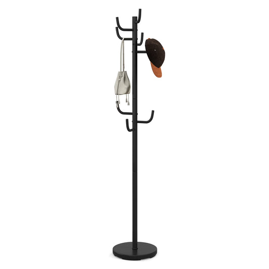 Metal Coat Rack Hat Hanger Hooks Hall Entryway for Jacket Umbrella Tree Stand