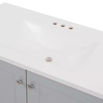 36 In. Single Sink Bath Pearl Gray Vanity with Cultured Marble Top (Assembled)