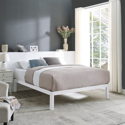 Queen 14" Metal Platform Bed Frame with Wood Slats, Storage Space under Frame, No Box Spring Required, Black/Wood