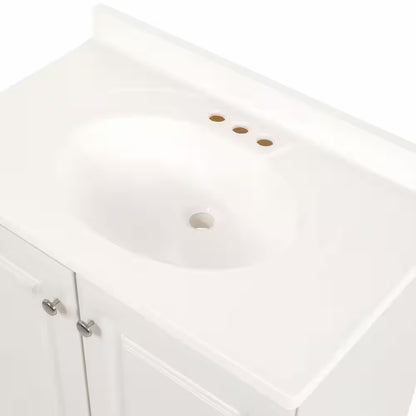 31 In. Single Sink White Bath Vanity with White Cultured Marble Top (Assembled)