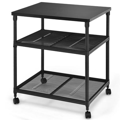 3-Tier Black Rolling Printer Stand  3-Tier Black Rolling Printer Stand, Black