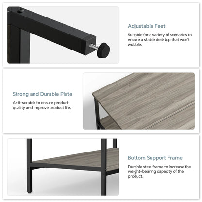 3-Piece Coffee Table Set for Living Room, End Table Set with Storage, Includes 1 Coffee Table and 2 End Tables, Rock Gray