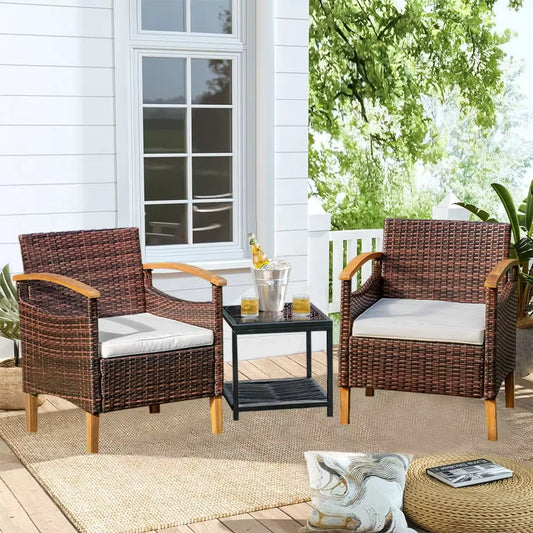 3 Piece Outdoor Patio Furniture Set Outdoor Furniture Set with Table outside Lawn Patio Chairs Set of 2 Patio Conversation Sets