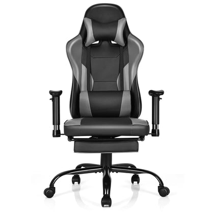 Gaming Chair Racing High Back Office Chair W/ Footrest Black