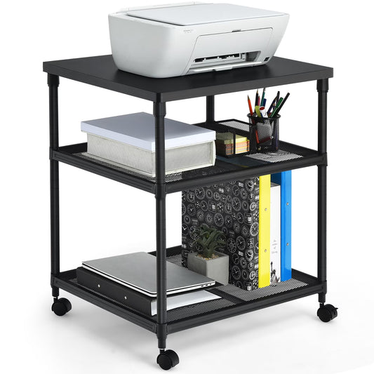 3-Tier Black Rolling Printer Stand  3-Tier Black Rolling Printer Stand, Black