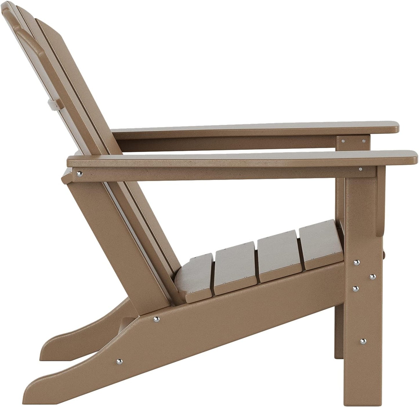 WO Home Furniture Set of 2Pcs HDPE Adirondack Chairs, Traditional Loungers, Retro Poly Seat, All Weather Resistant for Patio, Outdoor, Balcony, Backyard, Lawn, Patio, Pool, Deck, Weathered Wood