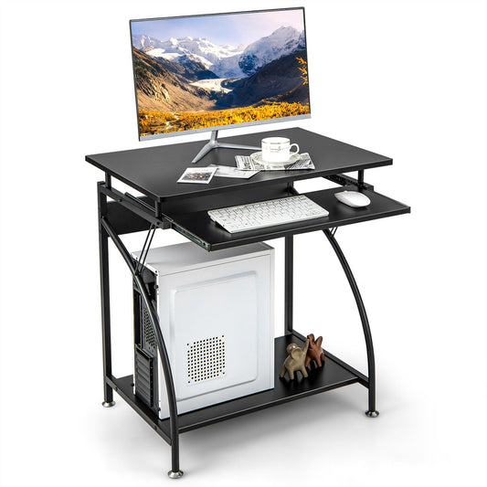 27.5" Laptop Table Computer Desk for Small Spaces with Pull-Out Keyboard Tray