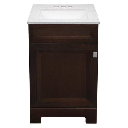 Sedgewood 18.5 In. W X 16.25 In. D X 32.625 In. H Single Sink Bath Vanity in Dark Cognac with Arctic Solid Surface Top