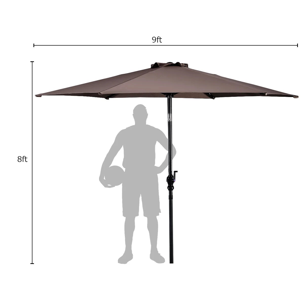 9Ft Patio Umbrella Patio Market Steel Tilt W/ Crank Outdoor Yard Garden (Tan)