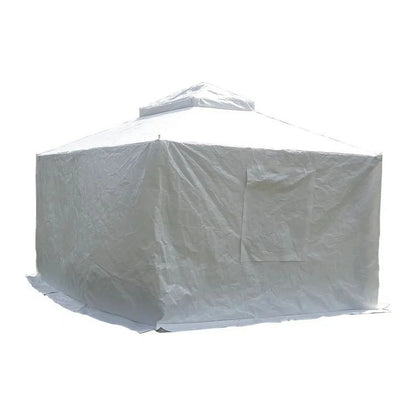 Gazebo Accessories 12' X 12' Double Roof Universal Winter Gazebo Cover for Hardtop Gazebos,Enclosed Cover with Sidewalls and Mesh Windows Waterproof (White) by