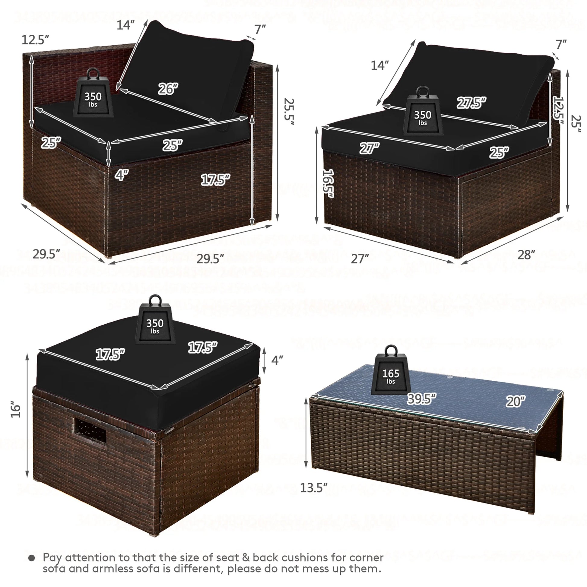 8-Piece Rattan Outdoor Patio Dining Set, Black