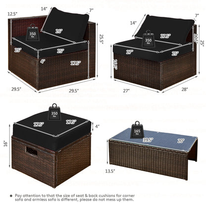 8-Piece Rattan Outdoor Patio Dining Set, Black
