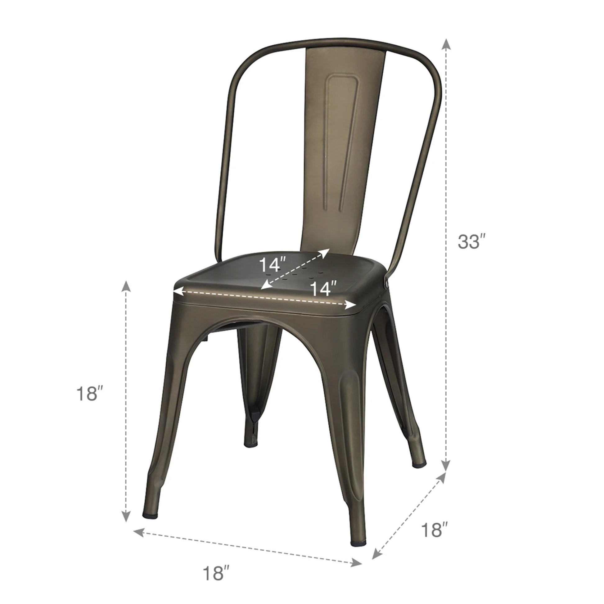 Set of 4 Dining Side Chair Stackable Bistro Cafe Metal Stool Gunmetal