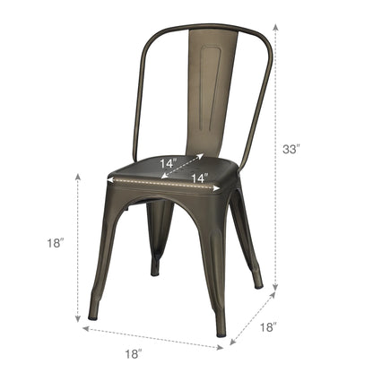 Set of 4 Dining Side Chair Stackable Bistro Cafe Metal Stool Gunmetal