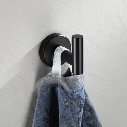 Black Bathroom Towel Hook, Coat Robe Clothes Hook for Bathroom Kitchen Garage Wall Mounted (3 Pack), 304 Stainless Steel Matte Black, TH100-PB-P3
