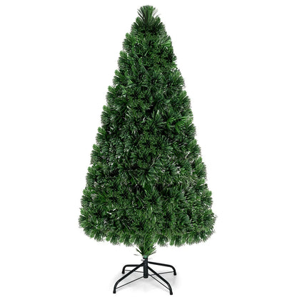 5Ft Pre-Lit Fiber Optic PVC Christmas Tree Metal Holiday