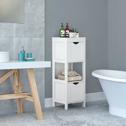 Floor Cabinet Multifunction Bathroom Storage Organizer Rack W/2 Drawers